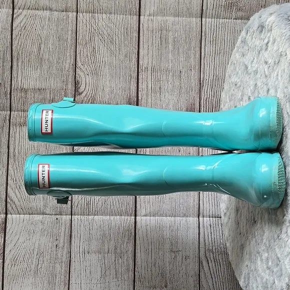 Hunter Light Blue Tall Rain Boots, Womens 6, Mens 5, Great Condition