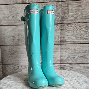 Hunter Light Blue Tall Rain Boots, Womens 6, Mens 5, Great Condition