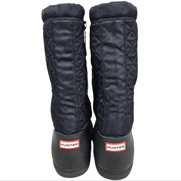 Hunter Platform Snow Boots Original Quilted Boots Black Size 8 Women's