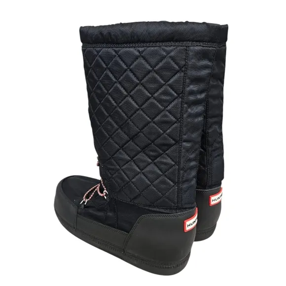 Hunter Platform Snow Boots Original Quilted Boots Black Size 8 Women's