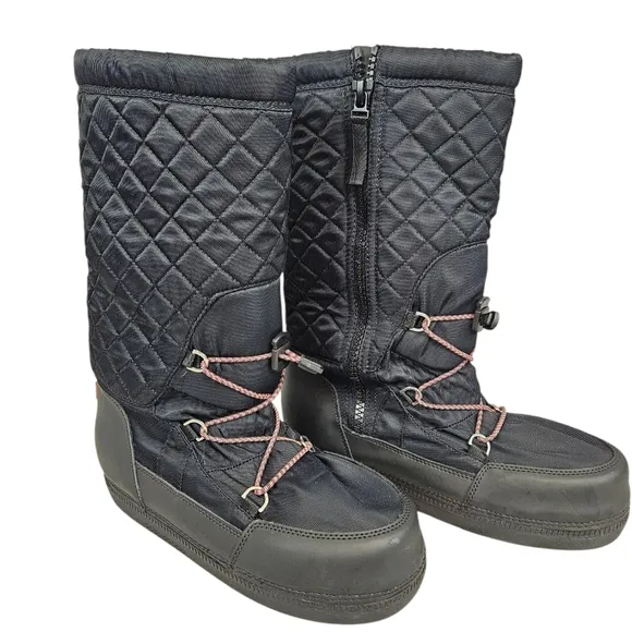 Hunter Platform Snow Boots Original Quilted Boots Black Size 8 Women's