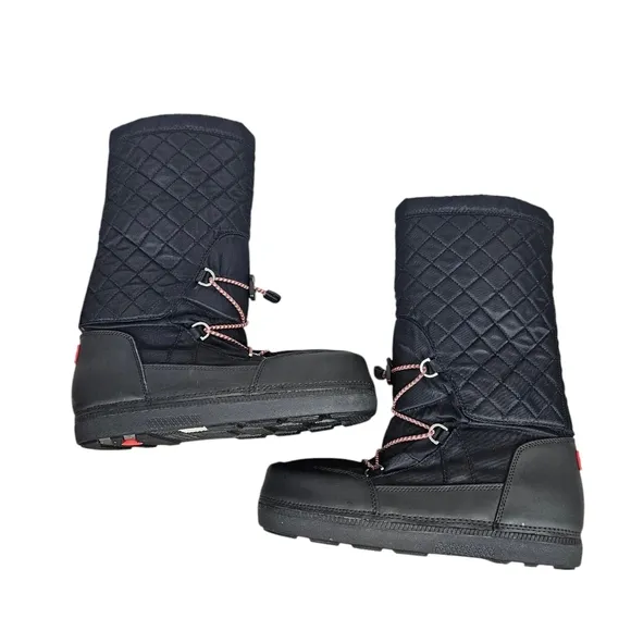 Hunter Platform Snow Boots Original Quilted Boots Black Size 8 Women's