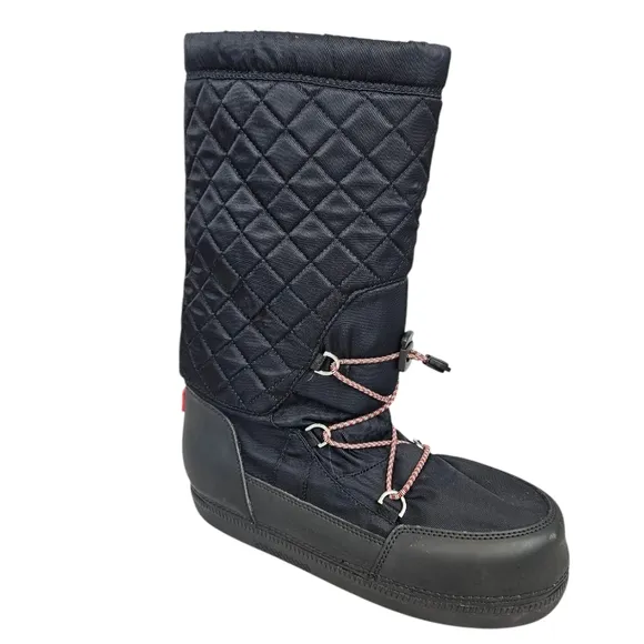 Hunter Platform Snow Boots Original Quilted Boots Black Size 8 Women's