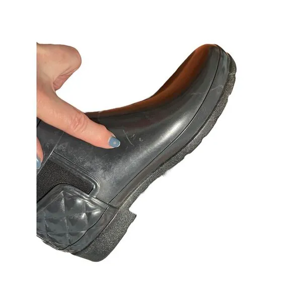 Hunter Quilted Chelsea Rain Boots Waterproof Ankle Boots Gray UK 7 / US 9‎