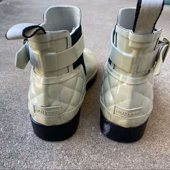 Hunter Quilted Gloss Chelsea Boots Womens 6 Rain Boot Fisherman