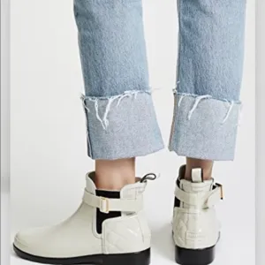 Hunter Quilted Gloss Chelsea Boots Womens 6 Rain Boot Fisherman