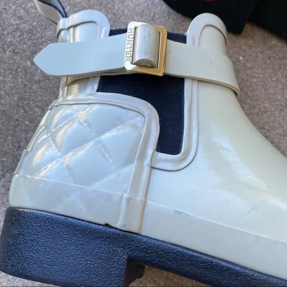 Hunter Quilted Gloss Chelsea Boots Womens 6 Rain Boot Fisherman