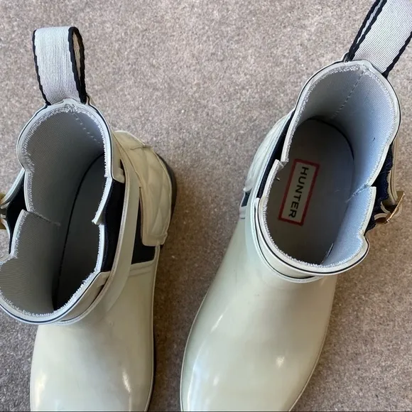 Hunter Quilted Gloss Chelsea Boots Womens 6 Rain Boot Fisherman