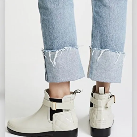 Hunter Quilted Gloss Chelsea Boots Womens 6 Rain Boot Fisherman