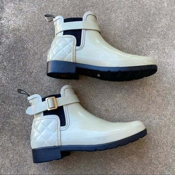 Hunter Quilted Gloss Chelsea Boots Womens 6 Rain Boot Fisherman