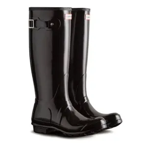 Hunter Women's Black Original Tall Gloss Rain Boots With Knit Socks Size 9