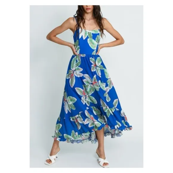 HUTCH x Anthropologie Ari Blue Floral Midi Cocktail Dress Size 6 NWT`