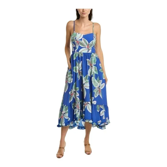 HUTCH x Anthropologie Ari Blue Floral Midi Cocktail Dress Size 6 NWT`