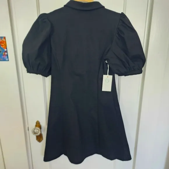 Hyacinth House  Black Front Zip Denim Mini Dress