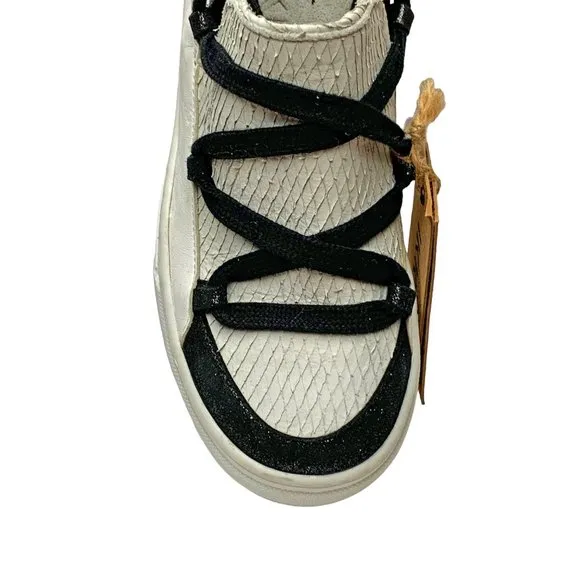 IKKII Italian Leather Slip‎ On Ankle Lace Up Fashion Sneakers