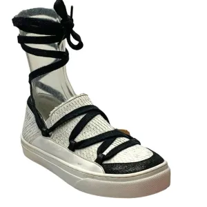 IKKII Italian Leather Slip‎ On Ankle Lace Up Fashion Sneakers