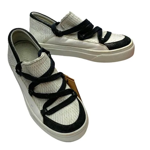 IKKII Italian Leather Slip‎ On Ankle Lace Up Fashion Sneakers