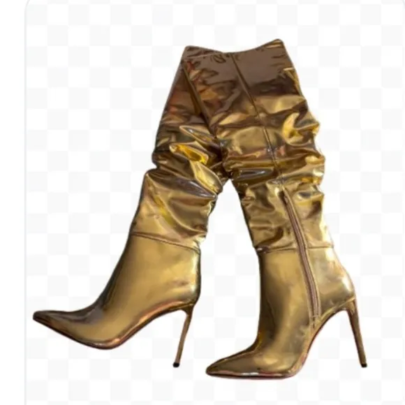 INC's fantastic patent leather gold boots!  New in bag!​