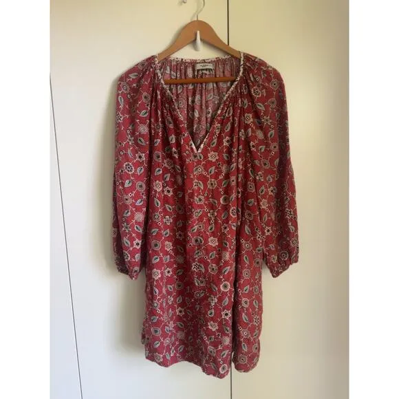 Isabel Marant Etoile Tonya Linen Pheasant Dress Size 36 Boho Hippie Designer
