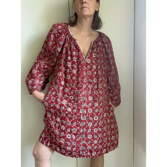 Isabel Marant Etoile Tonya Linen Pheasant Dress Size 36 Boho Hippie Designer