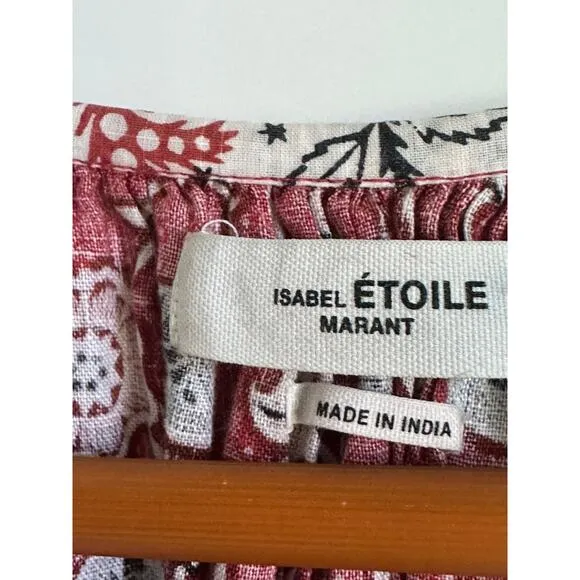 Isabel Marant Etoile Tonya Linen Pheasant Dress Size 36 Boho Hippie Designer