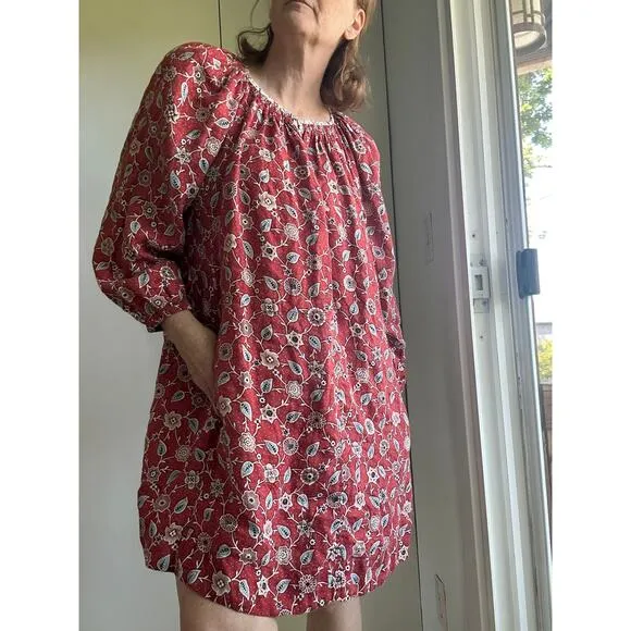 Isabel Marant Etoile Tonya Linen Pheasant Dress Size 36 Boho Hippie Designer