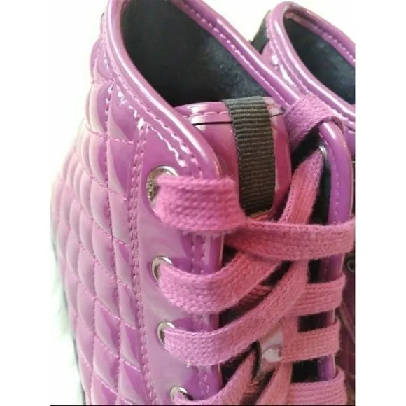 ITALIAN QUILTED LEATHER FASHION SNEAKERS PURPLE SZ 9 Womens Size 9