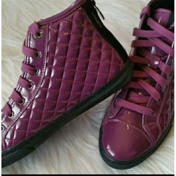 ITALIAN QUILTED LEATHER FASHION SNEAKERS PURPLE SZ 9 Womens Size 9
