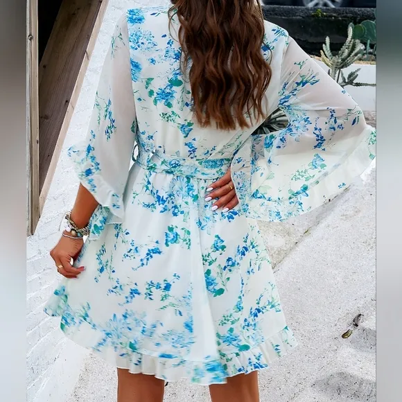 Ivory Breezy Chic Ruffled Half Sleeve Mini Dress