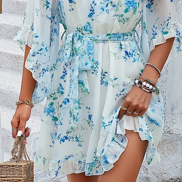 Ivory Breezy Chic Ruffled Half Sleeve Mini Dress