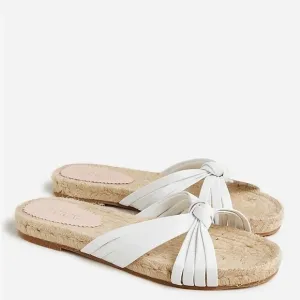 J Crew Made-in-Spain knotted espadrille slides in leather BT386