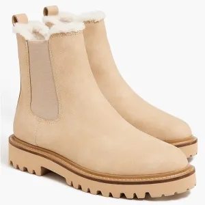 J. Crew Tan Ankle Booties Lug-sole Chelsea boots