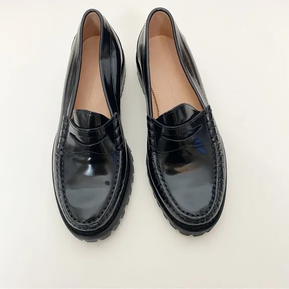 J. Crew Winona Lug-Sole Penny Loafers in Spazzolato Leather BT893