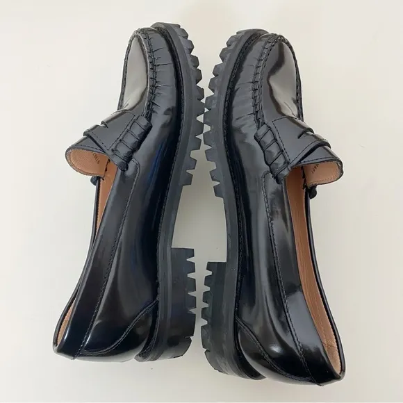 J. Crew Winona Lug-Sole Penny Loafers in Spazzolato Leather BT893