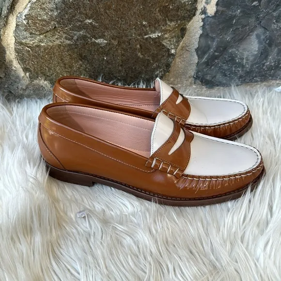 J Crew Winona two-tone loafers in shiny spazzolato leather size 8.5