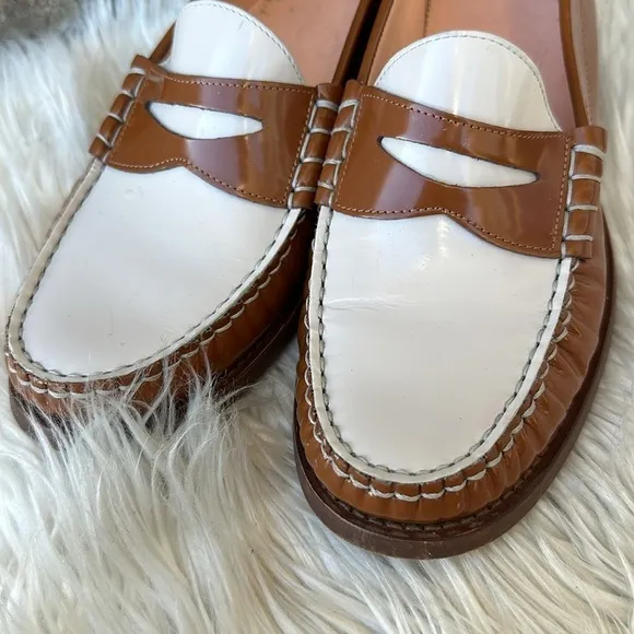 J Crew Winona two-tone loafers in shiny spazzolato leather size 8.5
