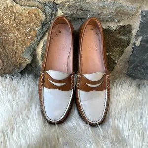 J Crew Winona two-tone loafers in shiny spazzolato leather size 8.5