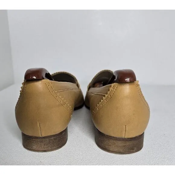 J CREW Women’s Biella Penny Loafers Flats Tan Leather Italy Comfort Sz 9