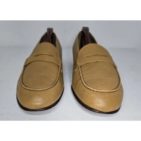 J CREW Women’s Biella Penny Loafers Flats Tan Leather Italy Comfort Sz 9