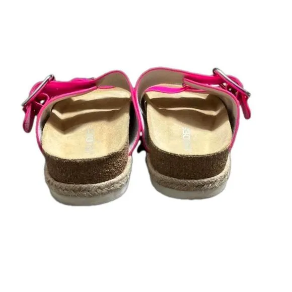 J Slides Women’s Sandals Pink Leighton Leather Upper Buckle Strap NEW
