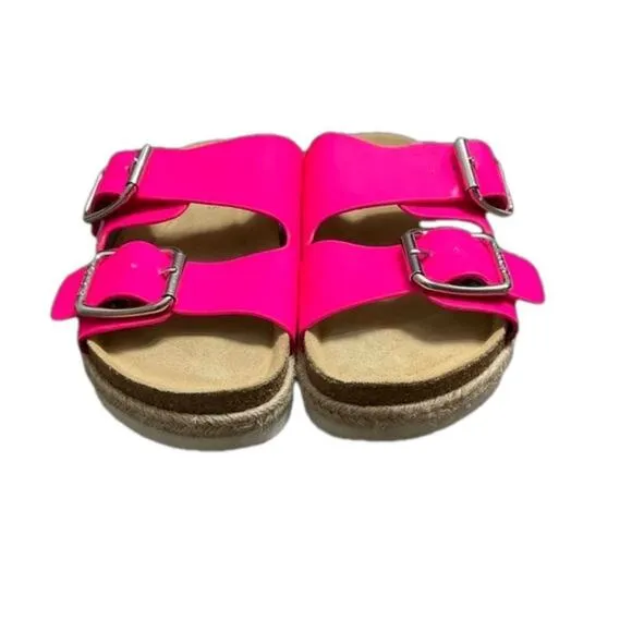 J Slides Women’s Sandals Pink Leighton Leather Upper Buckle Strap NEW