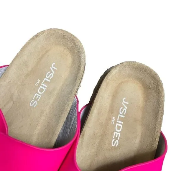 J Slides Women’s Sandals Pink Leighton Leather Upper Buckle Strap NEW