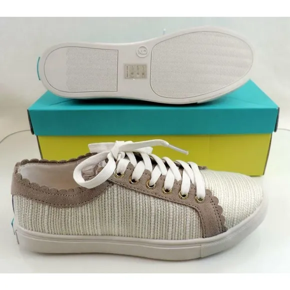 Jack Rogers Teagan Lace Up Fashion Sneakers Ecru Dove Size 9