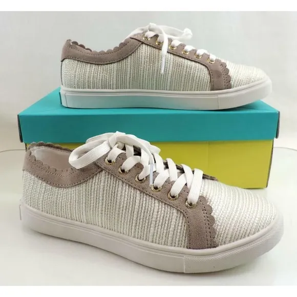 Jack Rogers Teagan Lace Up Fashion Sneakers Ecru Dove Size 9