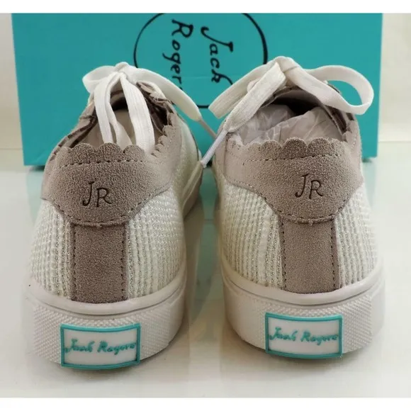 Jack Rogers Teagan Lace Up Fashion Sneakers Ecru Dove Size 9