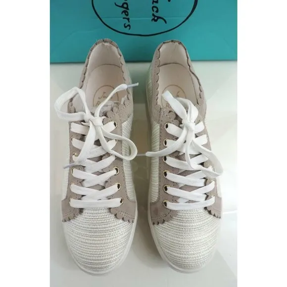 Jack Rogers Teagan Lace Up Fashion Sneakers Ecru Dove Size 9