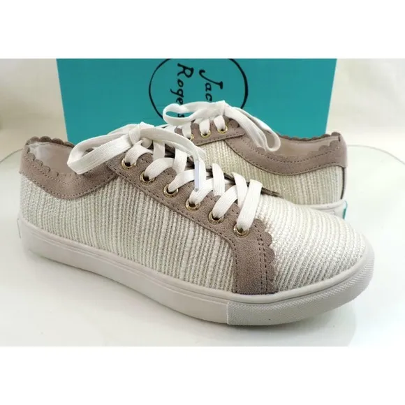 Jack Rogers Teagan Lace Up Fashion Sneakers Ecru Dove Size 9