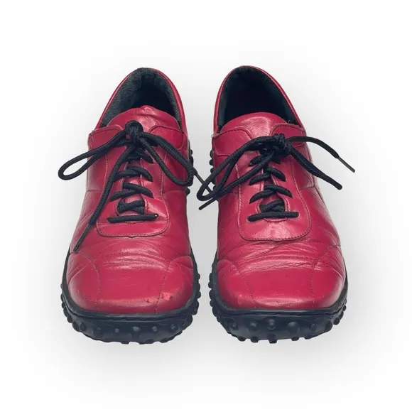 Jacques Cohen 𖦹 Hipster Chic Quilted Leather Sneakers 𖦹 Fire Engine Red 𖦹 8M