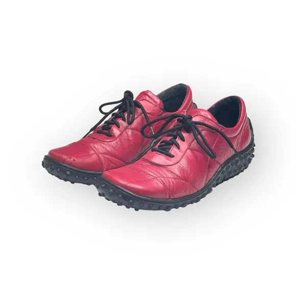 Jacques Cohen 𖦹 Hipster Chic Quilted Leather Sneakers 𖦹 Fire Engine Red 𖦹 8M
