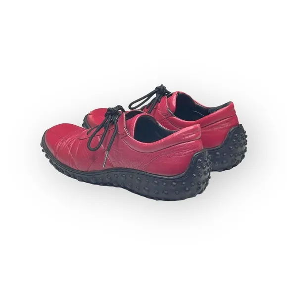 Jacques Cohen 𖦹 Hipster Chic Quilted Leather Sneakers 𖦹 Fire Engine Red 𖦹 8M